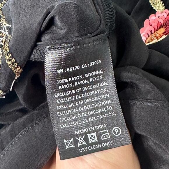 Anthropologie Floreat Size Large Mesh Embroidered Sequin Floral Bird Blouse - Picture 5 of 5